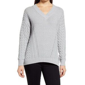Caslon Cable Knit V Neck Sweater